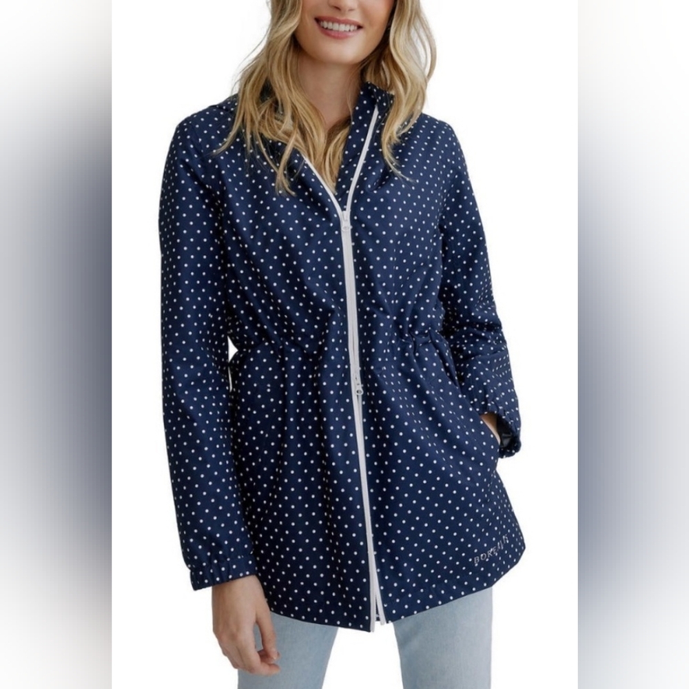 Polka Dot Navy Hooded Trench Coat